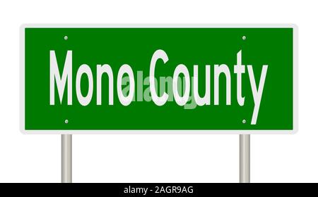 Rendering von einem grünen 3d Autobahn Zeichen für Mono County Stockfoto