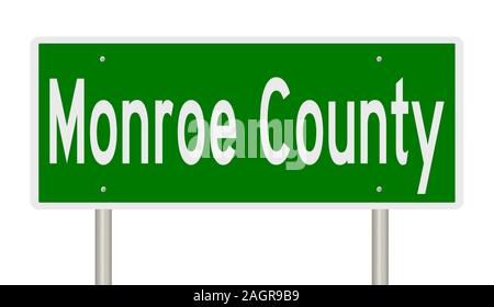Rendering von einem grünen 3d Autobahn Zeichen für Monroe County Stockfoto