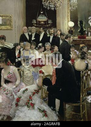 La Soirée - Autour du piano. Museum: Musée Carnavalet, Paris. Autor: Jean Beraud. Stockfoto