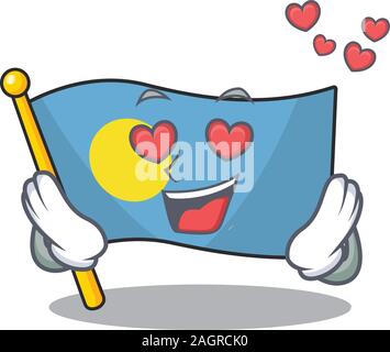 Verlieben niedlich Flagge palau Blättern cartoon Maskottchen design Stock Vektor