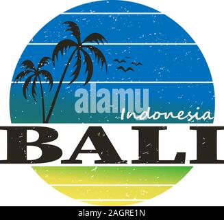 Logo Bali auf weißem Hintergrund. Isolierte Vector Illustration. Beschriftung für Postkarten, Poster, Drucke, Grußkarten, t-shirts. - Vektor Stock Vektor