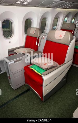 Flugreisen, Ethiopian Airlines Boeing 787 Dreamliner, Cloud 9 Business Class Sitze Stockfoto