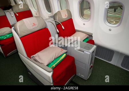 Flugreisen, Ethiopian Airlines Boeing 787 Dreamliner, Cloud 9 Business Class Sitze Stockfoto