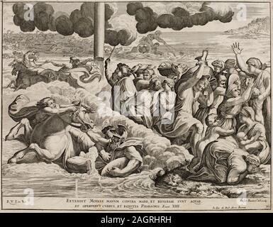 Die Söhne Israel Durchquerung des Roten Meeres (nach Fresko von Raphael). Museum: private Sammlung. Autor: Cesare Fantetti. Stockfoto