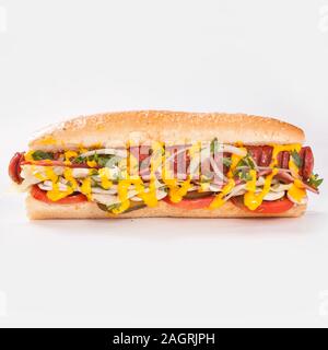 Hot dog Sandwich mit speziellen Sauce Stockfoto