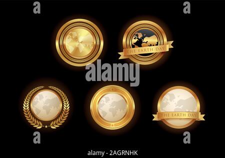 Der goldene Erde Emblem. Isolierte Vektor. Stock Vektor