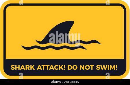 Vorsicht vor dem Shark Attack. Horizontale Warnschild Stock Vektor