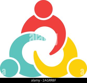 Teamwork Verbindung drei Personen. Logo Illustration Stock Vektor