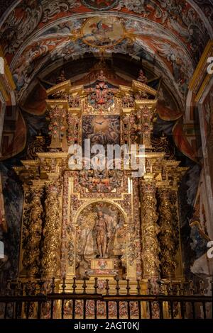 Capilla de San Juan Bautista, retablo churrigueresco, 1717, Catedral de Santa María de Calahorra, Calahorra, La Rioja, Spanien, Europa. Stockfoto