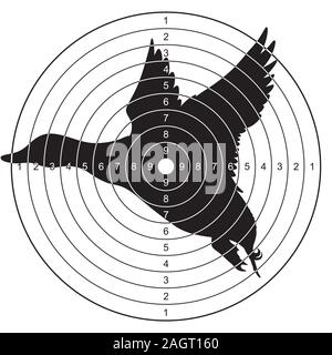 Ziel mit einem Silhouette der fliegende Ente für Schießen, plinking. Vector Illustration für Drucken Stock Vektor