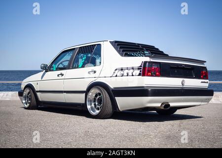 BARCELONA, SPANIEN - 29. SEPTEMBER 2019: 1984 Volkswagen Jetta CL (A2) der zweiten Generation, Rückansicht Stockfoto