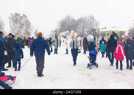 Borisov, Belarus - 18. Februar 2018: Feier der alten heidnischen Urlaub Fastnachtswoche in modernen Belarus Stockfoto