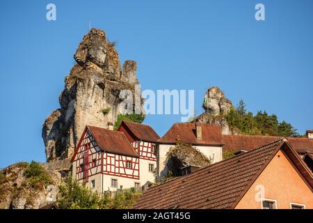 Felsendorf Tüchersfeld Stockfoto