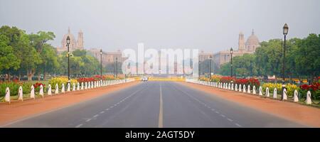 Den Rashtrapati Bhavan, die offizielle Residenz des Präsidenten von Indien am westlichen Ende der Rajpath in Neu Delhi, Indien. Stockfoto