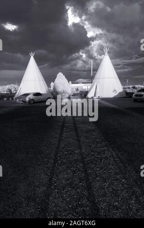 Tipis am Wigwam Motel, Route 66, Holbrook, Arizona Stockfoto