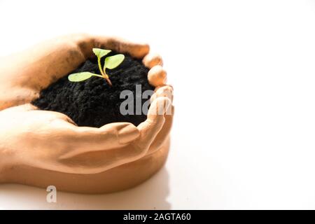 Ein paar hohle Hand halten und Sorge für unseren Planeten. Stockfoto
