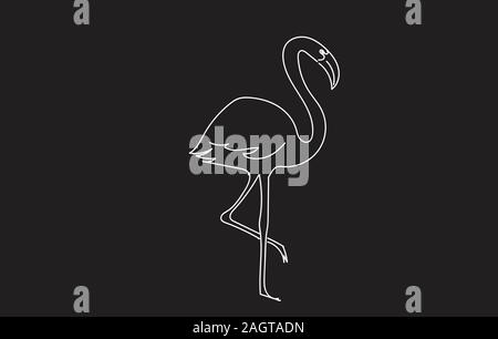 Flamingo Line Art Zeichnung. Stilvolle dekoratives Element. Vector Illustration. Stock Vektor