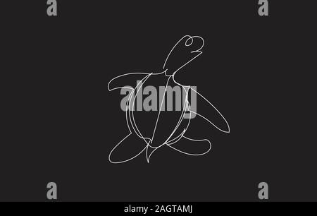 Durchgehende Linie kunst der eine niedliche Schildkröte. Handgezeichnete Vektorgrafiken. Stock Vektor