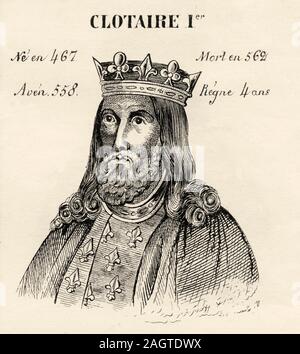 Portrait von chlothar ich die Alte oder Clotaire (467 - 562). König von Frankreich von 558 bis 562. Merowingische Dynastie. Geschichte Frankreichs, aus dem Buch Atlas de Stockfoto