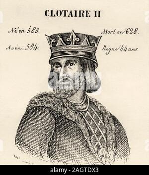 Portrait von CHLOTHAR II. des Großen, die Jungen oder Clotaire II (583 - 628). König von Frankreich, von 584 auf 628. Merowingische Dynastie. Geschichte Frankreichs, Aus Stockfoto