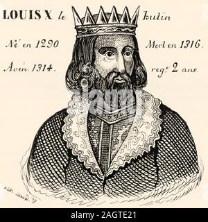 Portrait von Louis X die Quarreler (1290-1316). König von Frankreich von 1314 bis 1316. Haus der Capet, direkte kapetinger oder Haus in Frankreich. Geschichte der F Stockfoto