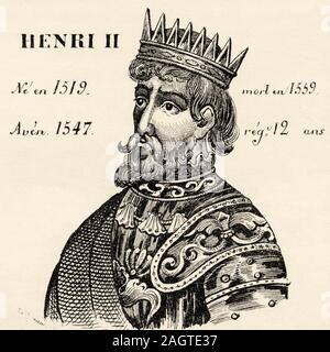 Portrait von Henri II (1519 - 1559). König von Frankreich von 1547 bis 1559. Valois - Angoulême Zweig. Geschichte Frankreichs, aus dem Buch Atlas de la France 184 Stockfoto