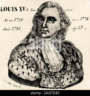 Portrait von Louis XV die Geliebte (1710 - 1774). König von Frankreich von 1715 bis 1774. Haus Bourbon. Geschichte Frankreichs, aus dem Buch Atlas de la Franc Stockfoto