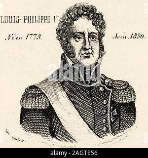 Portrait von Louis Phillippe der Bürger König (1773 - 1830). Haus von Orléans, Juli Monarchie. Geschichte Frankreichs, aus dem Buch Atlas de la France 1842 Stockfoto