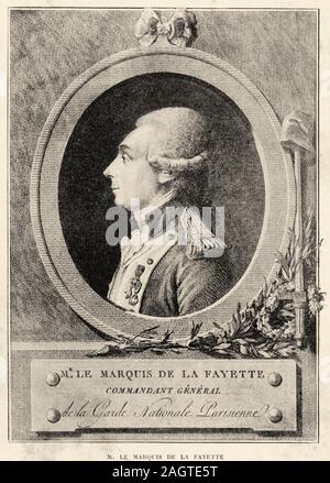 Portrait von Marie Joseph Paul Yves Roch Gilbert du Motier Marquis De Lafayette, 1757-1834. Kommandant der Pariser Nationalgarde. Geschichte von Frankreich Stockfoto