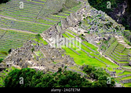 Die Terrassen- oder landwirtschaftlichen Plattformen des Inkareiches, Machu Picchu Cusco Stockfoto