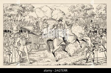 Angriff gegen den Zaren. Am 6. Juni 1867, russischen Kaiser Alexander II., in Paris für die Ausstellung von 1867, überquerte den Bois de Boulogne in der Stockfoto