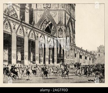 Die Krönung Napoleons I. in Notre-Dame in Paris. Geschichte Frankreichs, alte eingravierten Abbildung Bild aus dem Buch Histoire contemporaine par l'image Stockfoto