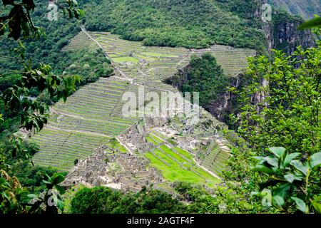 Die Terrassen- oder landwirtschaftlichen Plattformen des Inkareiches, Machu Picchu Cusco Stockfoto