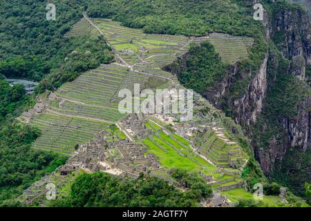 Die Terrassen- oder landwirtschaftlichen Plattformen des Inkareiches, Machu Picchu Cusco Stockfoto