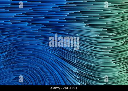 Farbige wellenförmige Hintergrund. Abstrakte futuristische Fraktal Bild, Streifen wave Hintergrund. 3D-Illustration, 3D-Rendering. Stockfoto