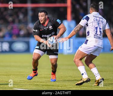 LONDON, VEREINIGTES KÖNIGREICH. 20. Sep 2018. Mako Vunipola der Sarazenen in Aktion während Gallagher Premiership Rugby Match zwischen Sarazenen vs Bristol trägt bei der Allianz Park am Donnerstag, den 20. September 2018. LONDON England. (Nur redaktionelle Nutzung, eine Lizenz für die gewerbliche Nutzung erforderlich. Keine Verwendung in Wetten, Spiele oder einer einzelnen Verein/Liga/player Publikationen.) Credit: Taka G Wu/Alamy leben Nachrichten Stockfoto