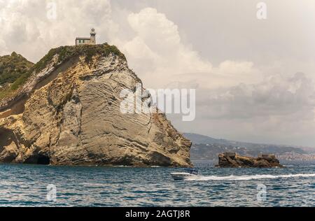 Leuchtturm Kap Miseno, Bacoli, Pozzuoli, Phlegräischen Felder, Neapel, Kampanien, Italien Stockfoto