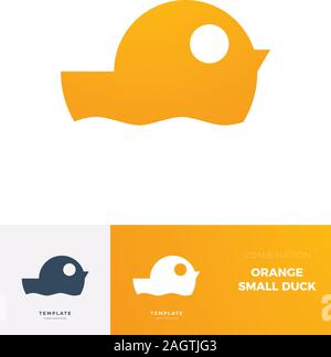 Orange Ente schwimmen Logo mit der Beschreibung Stock Vektor