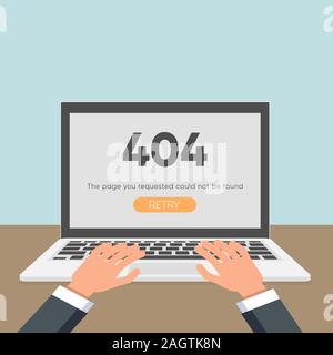 Fehler 404 Seite nicht gefunden auf dem Laptop. Vector Illustration Stock Vektor
