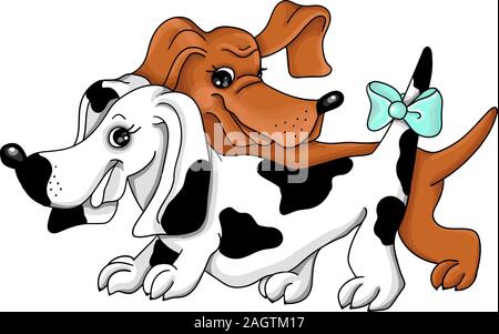 Dackel Hund in einem weißen, roten, Bucht, gierl, Liebe Hintergrund. Vector Illustration. Stock Vektor