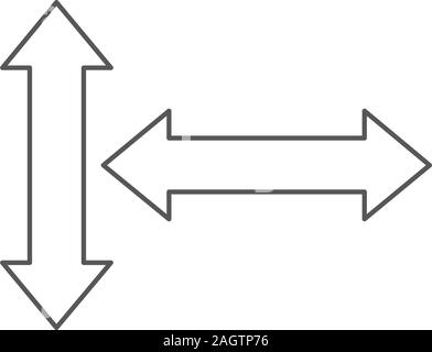 Lineare Doppelpfeilsymbol in vier Richtungen. Web Navigation. Einfache Gliederung element Vector Illustration auf weißem Hintergrund. Stock Vektor