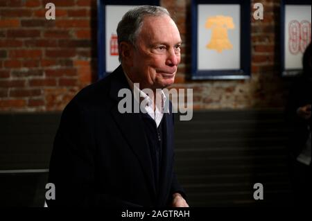 Pennsylvania, USA. Dezember 2019 21. US-Präsidentschaftskandidaten Michael Bloomberg öffnet eine lokale Kampagne Field Office in Philadelphia, PA, am 21. Dezember 2019. Der ehemalige Bürgermeister von New York City ist die dritte demokratische Kandidat a Campaign Office in der Keystone Staat zu errichten. Stockfoto