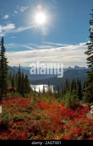 Sunburst über Dewey Lake in Washington Wildnis Stockfoto