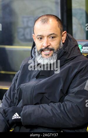 Norwich, UK. 21 Dez, 2019. Wolverhampton Wanderers managerÊNuno während der Premier League Match zwischen Norwich City und Wolverhampton Wanderers im Carrow Road am 21. Dezember 2019 in Norwich, England. Credit: PHC Images/Alamy leben Nachrichten Stockfoto