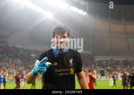 Doha, Katar. 21 Dez, 2019. Alisson während der World Club Cup Finale zwischen Liverpool in England und Flamengo aus Brasilien. Das Spiel war in der Khalifa International Stadium in Doha, Katar am 21 Dez 2019 gespielt. Credit: SPP Sport Presse Foto. /Alamy leben Nachrichten Stockfoto