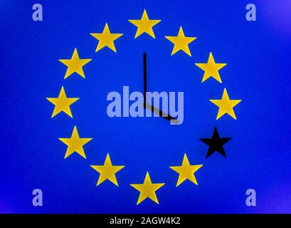 Eine EU-Clock, die den Countdown bis Brexit. Stockfoto