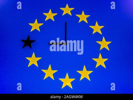 Eine EU-Clock, die den Countdown bis Brexit. Stockfoto