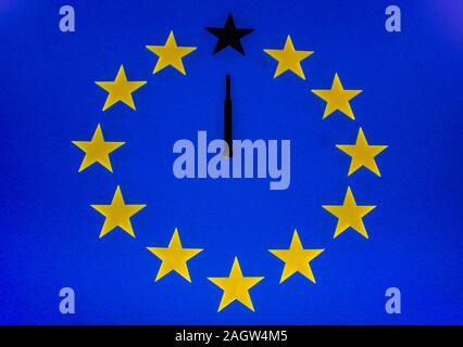 Eine EU-Clock, die den Countdown bis Brexit. Stockfoto