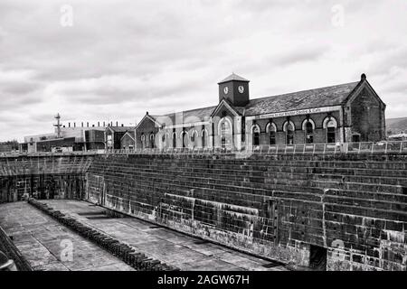 Dies ist das Trockendock, Titanic saß einmal, viele Jahre vor der Katastrophe. Das Dock sitzt in Belfast, Nordirland. Stockfoto