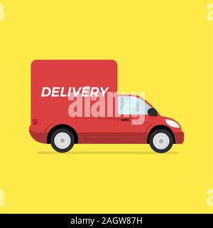 Roten Lieferwagen. Konzept schnell Trucking. Vektor Stock Vektor